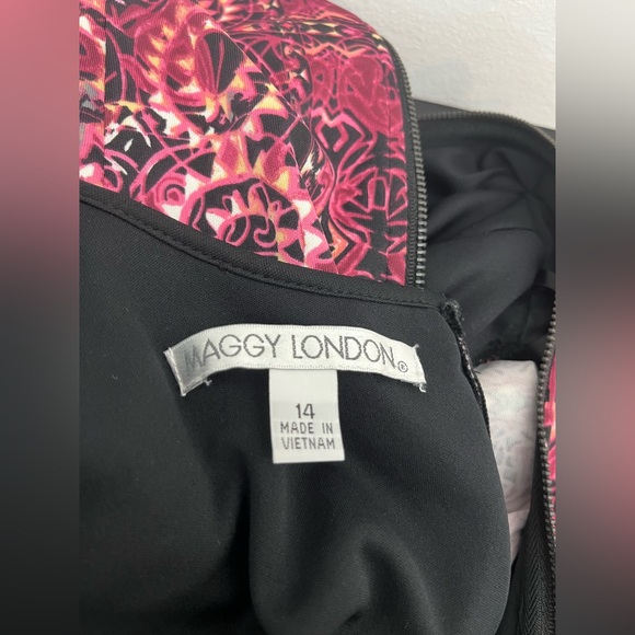 Maggy London Women’s Sheath Dress Size 14 Geometric Long Sleeve Zipper Back - Picture 8 of 12